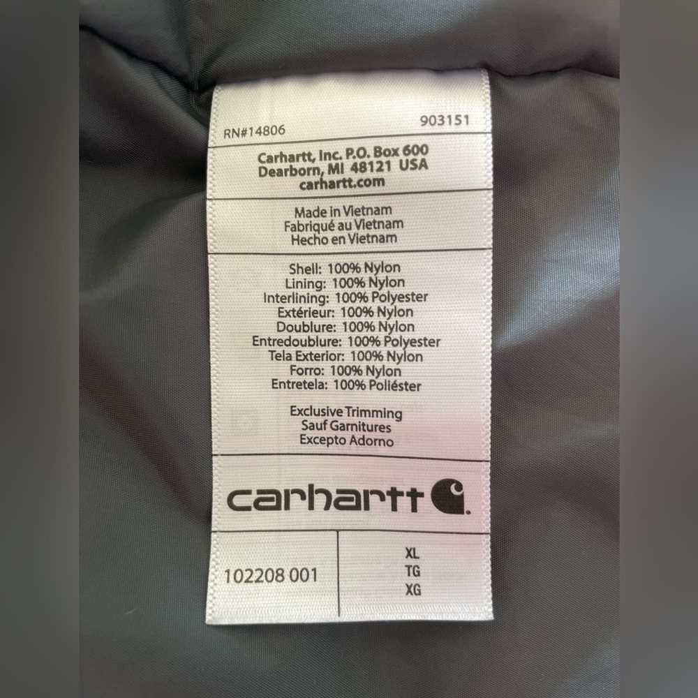 Carhartt Mens Jacket Black XL Insulated Relaxed Fit  Rain Defender - Picture 9 of 15